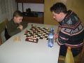 6. turnaj O pohár TJ Jiskra HB 8.1.2016 Nejmladší účastník Ruda Jun v partii Davidem Brožem